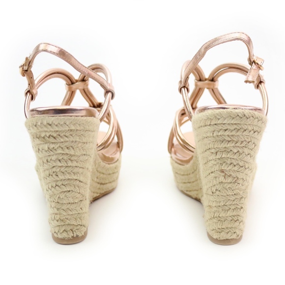 Qupid Kelsey Rose Gold Metallic Espadrille Wedge - Picture 6 of 8